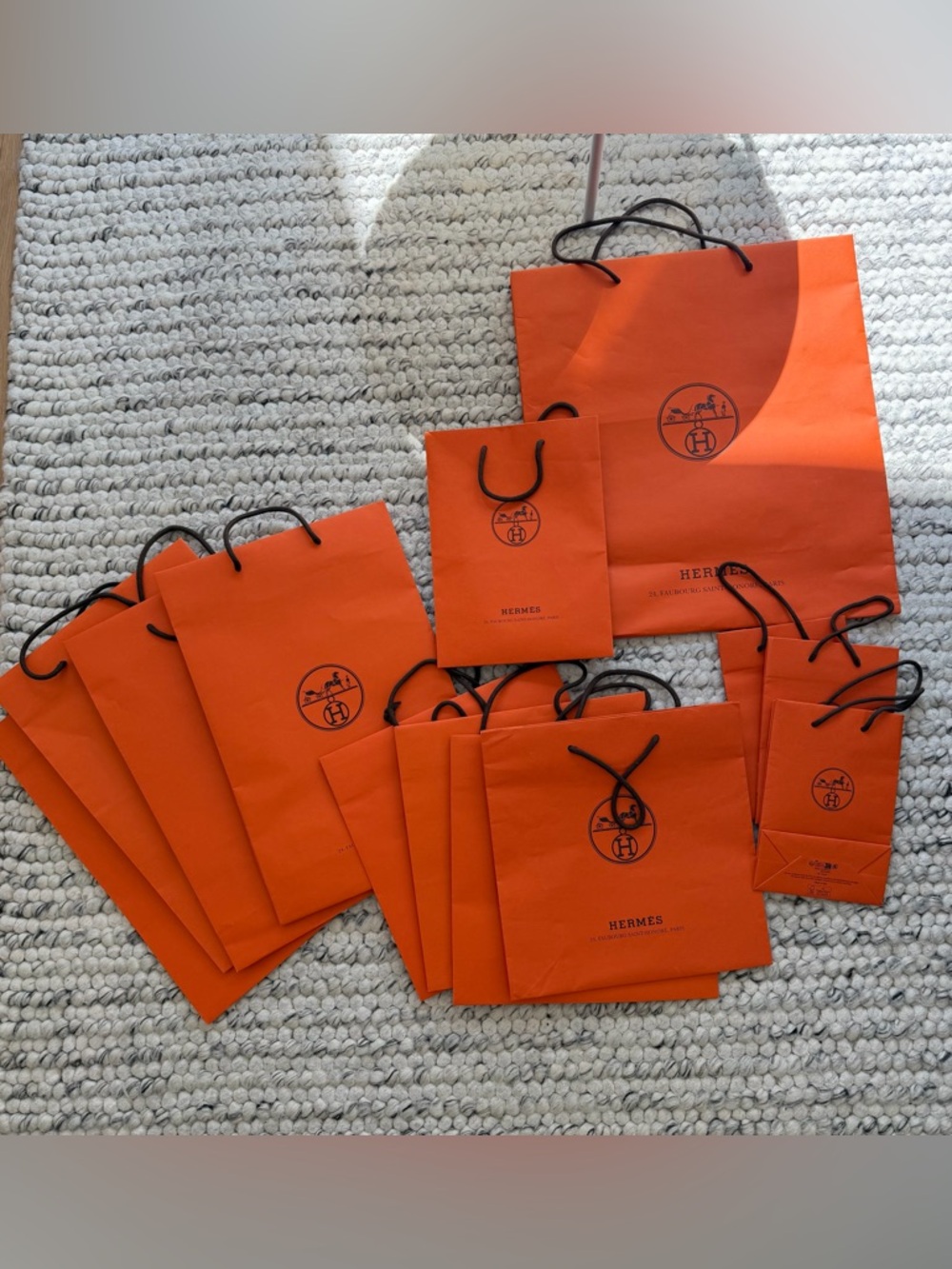Hermès Orange Paper Shopping Bags - Assorted Sizes